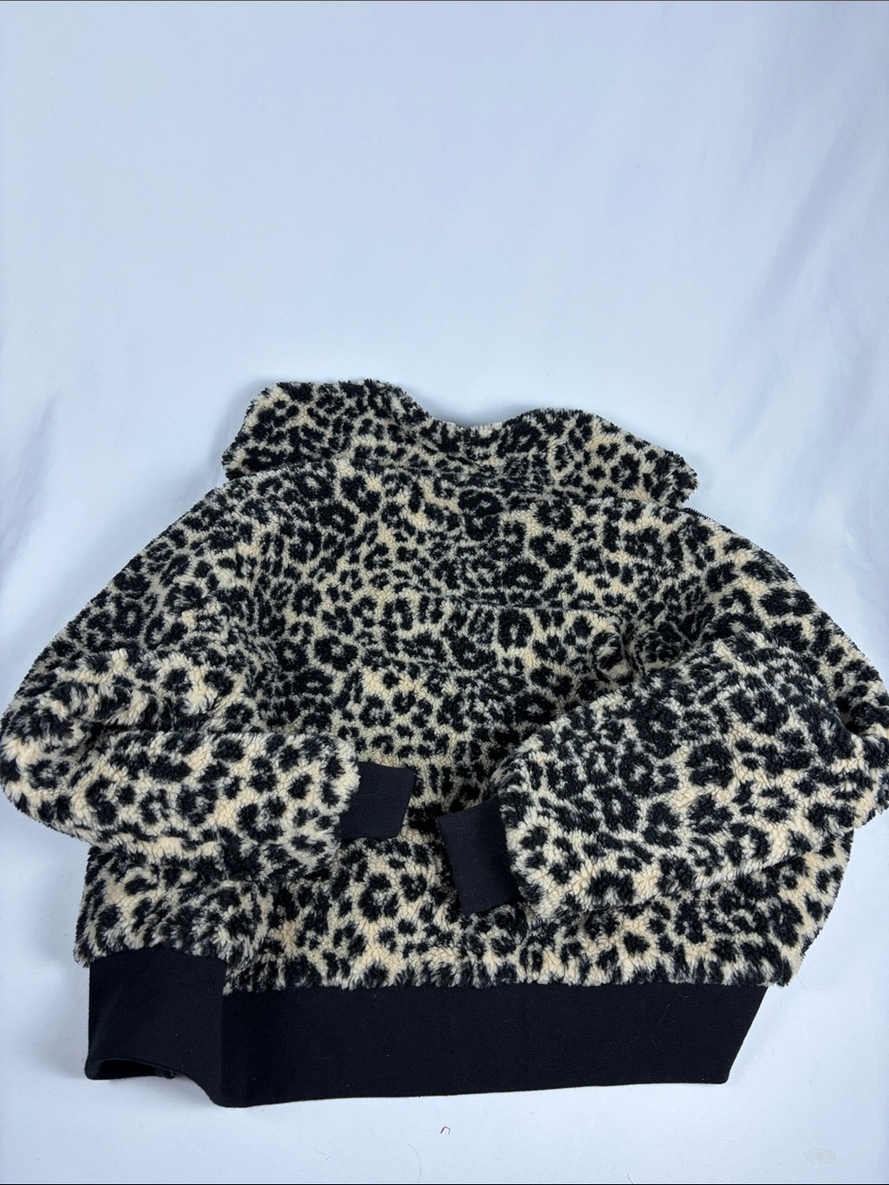 New York & Company Black and Cream Leopard Faux-Fur Bomber Jacket - Picture 9 of 9
